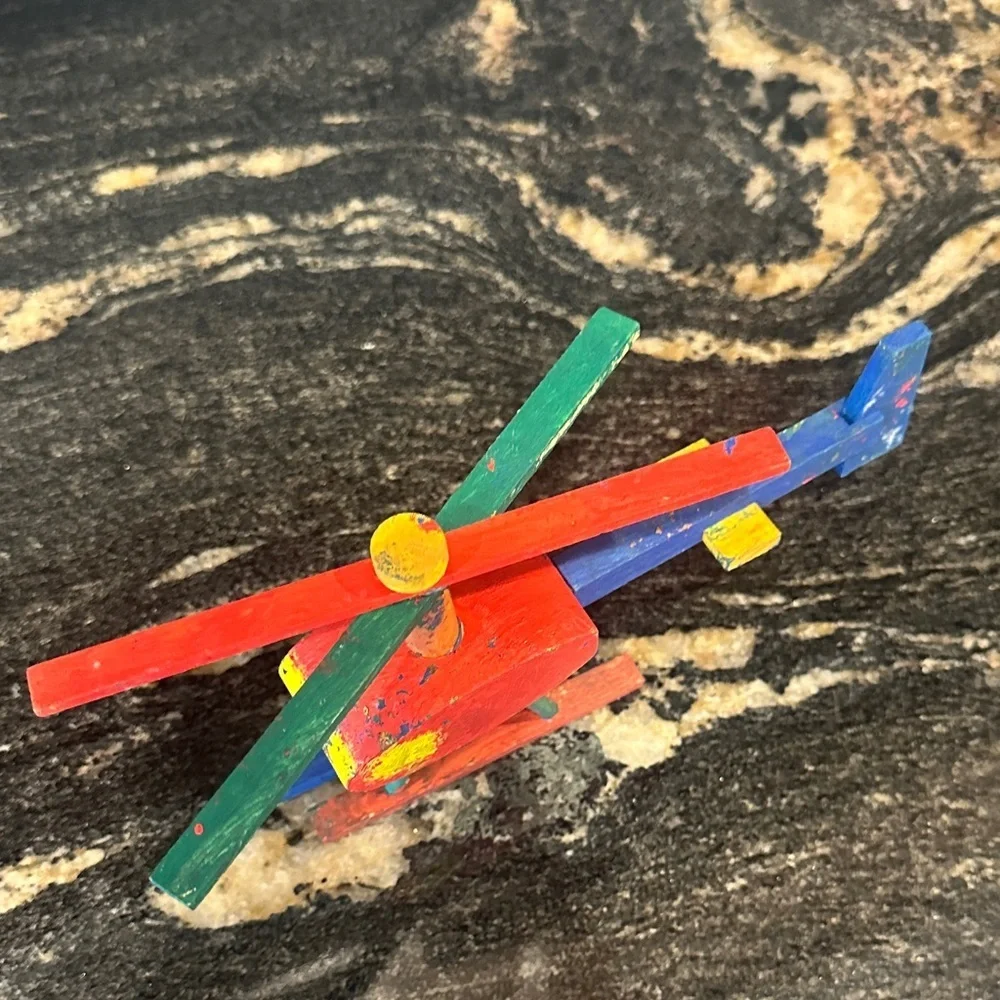Vibrant Wooden Helicopter Toy